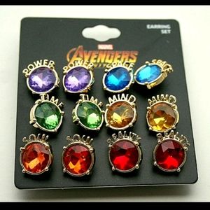 6 Pair Marvel Comics Avengers Infinity War Gauntlet Stones Earring Set New MOC